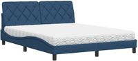 vidaXL Bed met matras, stof, blauw, 160x200 cm