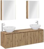 vidaXL Badkamerkast - set - 5 - st - Artisanaal eiken - Bewerkt hout