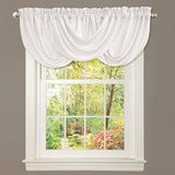 Lush Decor Lucia Elegante waterval valance voor woonkamer, keuken en slaapkamer, raamgordijn van zacht polyester, eenvoudig, wit (106,7 cm breed x 45,7 cm lang)