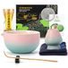 TEANAGOO Matcha Set, 7-delige Compleet Theeceremonie kom met schenktuit bamboe - garde (Chasen) schop gardehouder theebereiding set, cadeau voor matcha-liefhebbers, Groen Gradiënt Roze