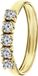 Lucardi Dames Ring met 5 zirkonia stenen - Ring - Cadeau - 14 Karaat - Geelgoud