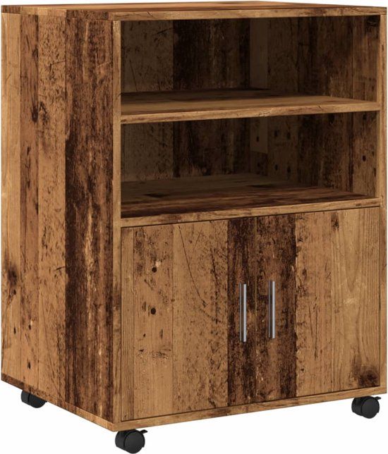 vidaXL Rolkast 60x48x81 cm bewerkt hout oud houtkleurig