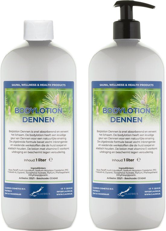 Claudius Cosmetics B.V. Claudius Bodylotion Dennen 1 Liter - Set van 2 stuks