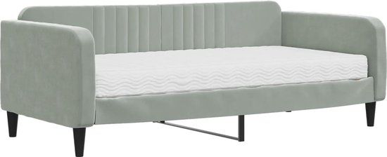 vidaXL Slaapbank met matras 90x190 cm fluweel lichtgrijs