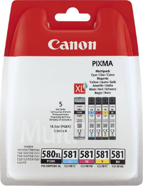 Canon PG-580XL & CLI-581 - Inktcartridge - Zwart & Kleur - XL - Origineel