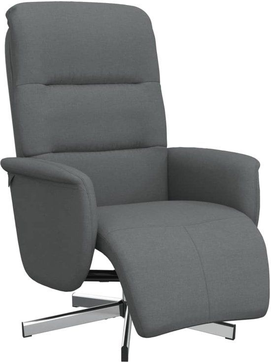 vidaXL Fauteuil verstelbaar met voetensteun stof donkergrijs