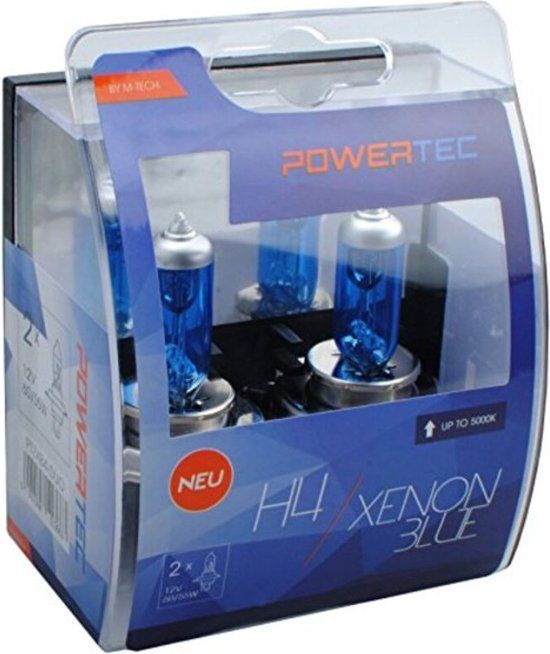 Powertec Xenon Blue H4 Halogen Headlight Bulbs - Set of 2