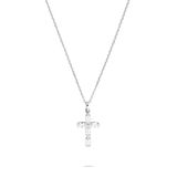Tamaris Halsketting met kruishanger, roestvrij staal, zilver, ankerketting, verstelbaar tot 47 cm, waterdicht en huidvriendelijk