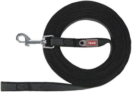 Trixie - Hondenriem - Sleeplijn - Met Rubber Bekleed - Zwart - 5 m x 1,5 cm