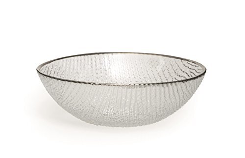 Excelsa Platinum schaal, glas, transparant/rand zilver, 16 x 16 x 6 cm