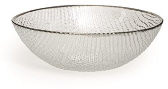 Excelsa Platinum schaal, glas, transparant/rand zilver, 16 x 16 x 6 cm