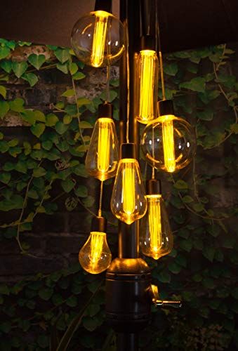 Noma 7 kunststof parasolclusters met warmwitte leds, eenheidsmaat