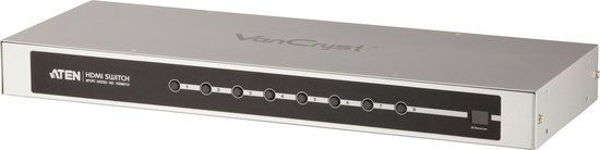 Aten VS0801H-AT-G HDMI Schakelaar - 8x HDMI-Ingang + RS232 Female - HDMI-Uitgang Zilver