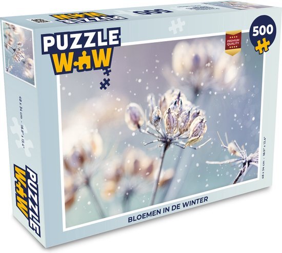 MuchoWow Puzzel Bloemen - Sneeuw - IJs - Winter - Botanisch - Legpuzzel - Puzzel 500 stukjes - Sinterklaas cadeautjes - Sinterklaas voor grote kinderen