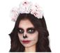 Fiestas Guirca Halloween verkleed diadeem - bloederige bloemen - one size - wit - meisjes/dames