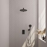 Brauer Black Edition Thermostatische Regendoucheset Inbouw - Hoofddouche 30 cm - Rechte Wandarm - 3 Weg - Handdouche 3 Standen - Doucheslang - Wandaansluitbocht - Mat Zwart