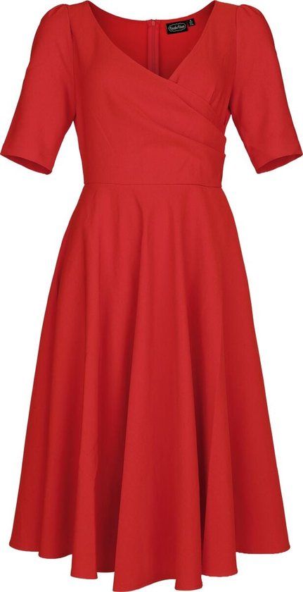 Voodoo Vixen Red Half Sleeve Flare Dress Dames Midi-jurk - rood - M