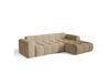 Canapé d'angle droit 5 places en tissu bouclette taupe