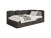 Lit simple 120x200, tête de lit à droite, matelas, en bouclé marron