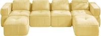 HAUSS SPOLE U-Bank - Modulaire Bank Met 2 Hockers - Zacht Comfort Met 32D Schuim - Voor Woonkamer - Polyester Geel