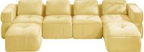 HAUSS SPOLE U-Bank - Modulaire Bank Met 2 Hockers - Zacht Comfort Met 32D Schuim - Voor Woonkamer - Polyester Geel