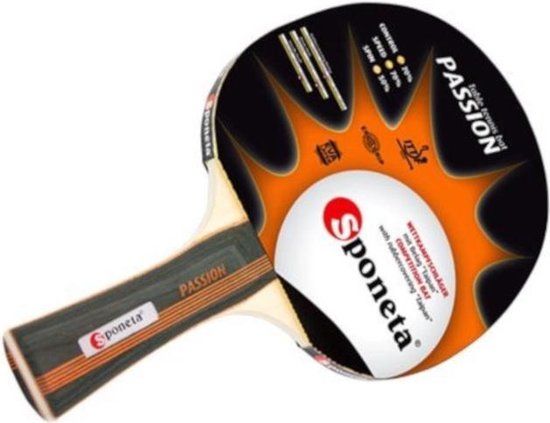 Sponeta Passion Tafeltennisbatje - Zwart - Hout - 1.5 mm Rubber