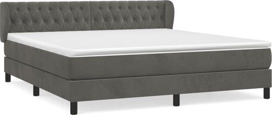 vidaXL Boxspring met matras fluweel donkergrijs 180x200 cm