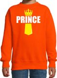 Bellatio Decorations Shoppartners Bv Koningsdag sweater Prince met kroontje oranje - kinderen - Kingsday outfit / kleding / trui 118/128 (7-8 jaar)