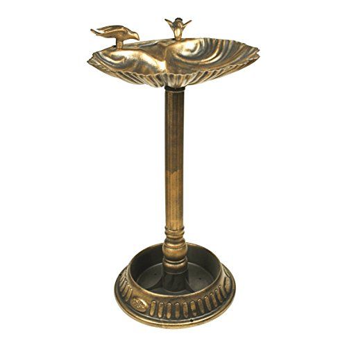 Benross Vogelbad met sokkel, schelpschaal, bronskleurig