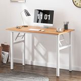 SogesHome AC5BW-100-SH Klaptafel, computertafel, bureau, kantoorwerkplek voor thuiswerkplek, eettafel, vergadertafel, teak en wit, 100 x 60 x 75 cm