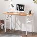 SogesHome AC5BW-100-SH Klaptafel, computertafel, bureau, kantoorwerkplek voor thuiswerkplek, eettafel, vergadertafel, teak en wit, 100 x 60 x 75 cm