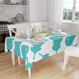 Bonamaison Tafelkleed, Anti-Mold, Sneldrogend, Waterdicht, 100% Polyester Tafellaken, Turkoois, wit, 140 x 160 Cm