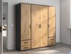 VOLTARI Armoire 4 portes 4 tiroirs chêne artisan/gris métallique