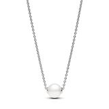 Pandora ketting Zilver met witte parel en zirconia Zoetwaterparel Zilver Ketting Dames 393167C01-45