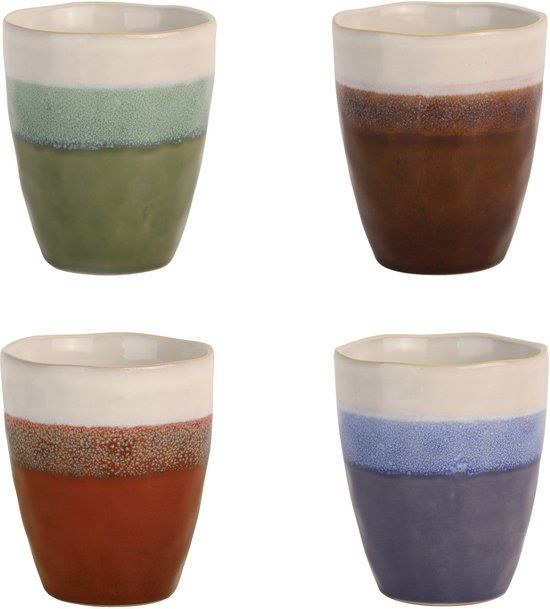 Medard de Noblat Médard de Noblat FUJI Set van 4 Kleine mokken Steen Mixed colors 180 ml