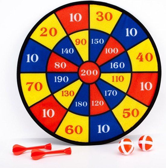 Merkloos Dartbord klittenband + 2 Darts en 2 Balletjes