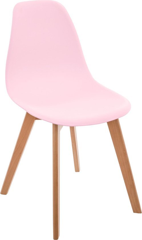 Atmosphera Kids Scandinavische kinderstoel roze met houten poten - 34x30x58cm - Basic kinderstoel