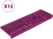 vidaXL Tapis d'escalier 15 pcs 65x21x4 cm violet bord rectangulaire