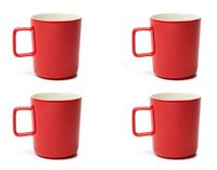 Excelsa Nordic Trendy Mok Set van Porselein, Rood, 320 ml, 4 Stuk