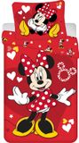 Disney Minnie Mouse Dekbedovertrek hearts - 140 x 200 cm - Katoen rood