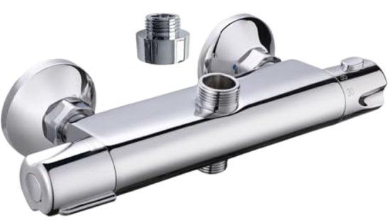PromoHome Breva Thermostatische Douchemengkraan - Universele Aansluiting, Verbrandingsbeveiliging - 261 x 535 mm - Verchroomd