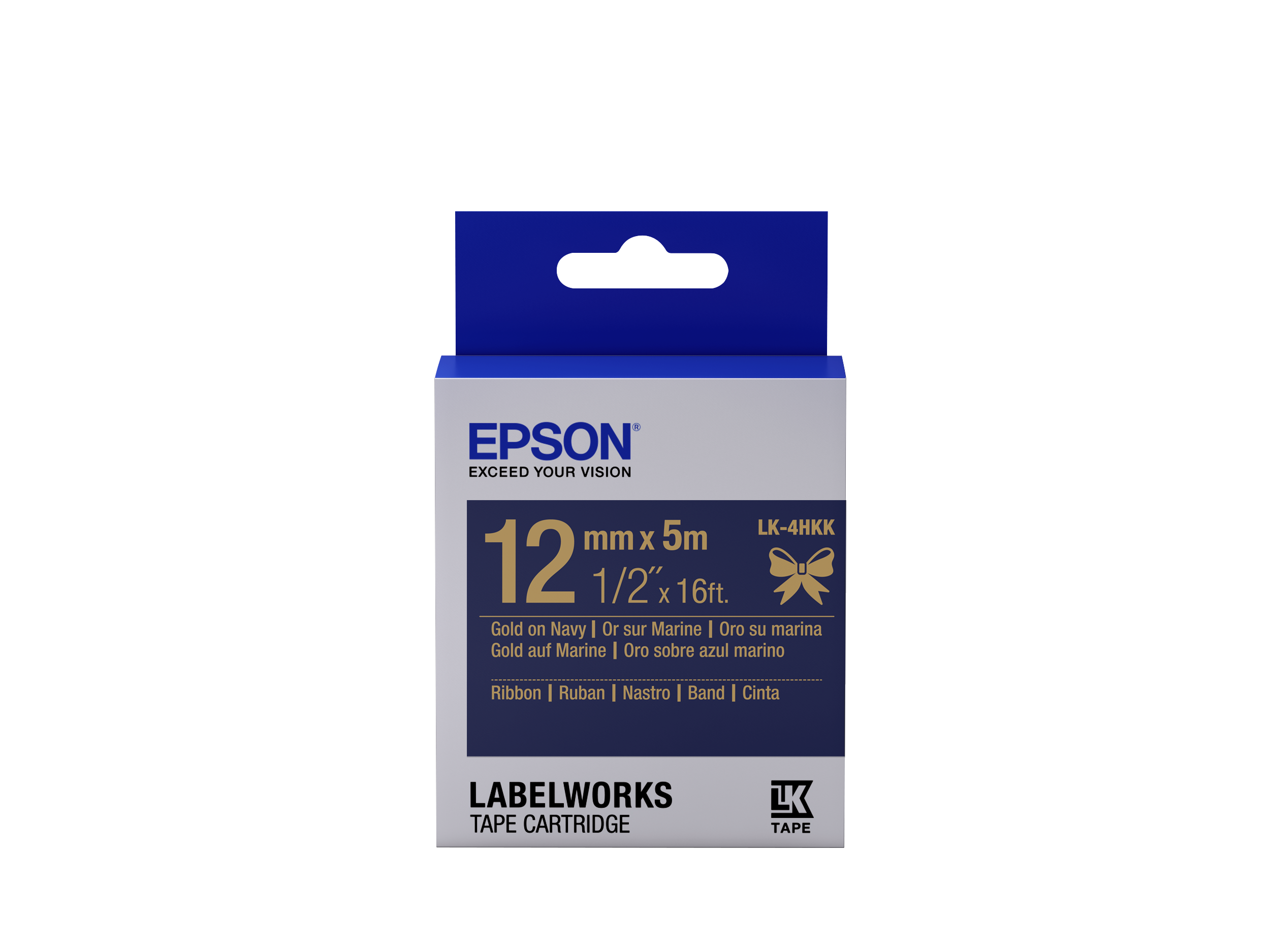 Epson Label Cartridge Satin Ribbon LK-4HKK - Goud/Marineblauw - 12 mm (5 m)