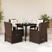 Maison Exclusive - Ensemble à manger de jardin 5 pièces et coussins marron poly rotin