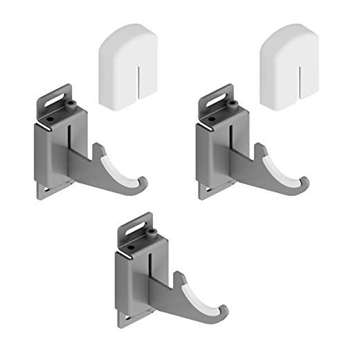 MB Drie muurbeugels voor aluminium radiatoren, met verticale/horizontale afstelling en veiligheid - Witte ABS-afdekking en kunststof isolatoren - Maximale capaciteit 50 kg per bevestiging - 3 stuks.