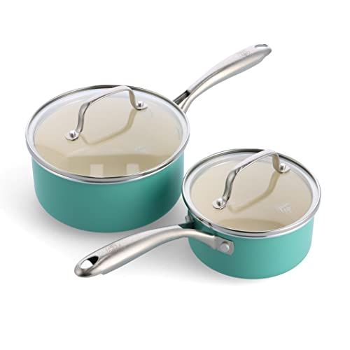 Greenlife Artizan Pannenset met Keramische Antiaanbaklaag en deksel - 4 Delig, Turkoois