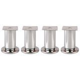 cyclingcolors 4 poten voor meubels, Ø 50 mm, hoogte 100 mm, van metaal met instelling 7 mm, basis 50 mm, universeel voor bank, kast, keuken, badkamer, roestvrijstalen afwerking