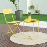 en.casa Tuintafel Sandefjord bijzettafel rond metaal 53xØ40 cm geel