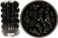 Bellatio Decorations Boules de Noël - 74x pc - noir - D6 cm - plastique - incassable - décoration de Noël