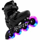 Suotu Patins à roulettes - Patins à roulettes réglables - Ligne : S78 - Patins à roulettes filles et garçons - Taille : EUR 28-30 - Roues lumineuses - Noir