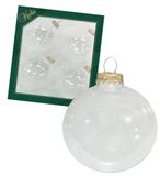 Dekohelden24 Lauschaer Kerstboomversiering, kerstballen van Lauscha, set van 4 knutselballen, effen helder, 8 cm, met gouden kroontjes + 50 gratis gouden hangers